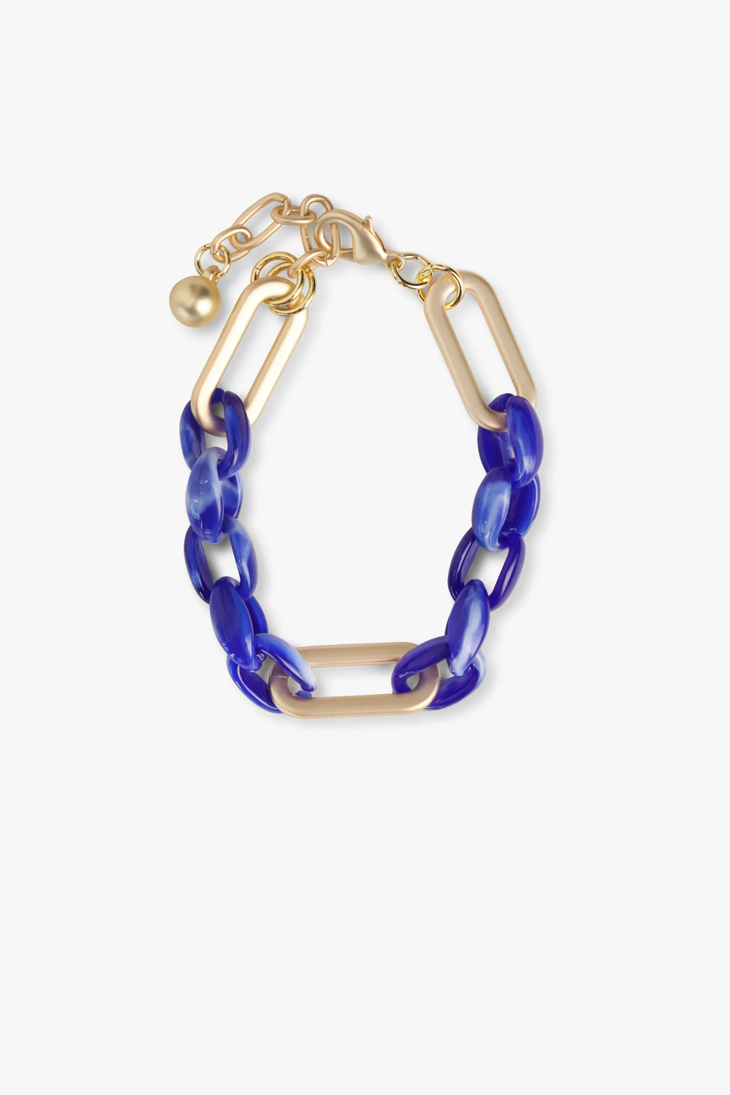 Liberty Island Schakelarmband in blauw en mat goud