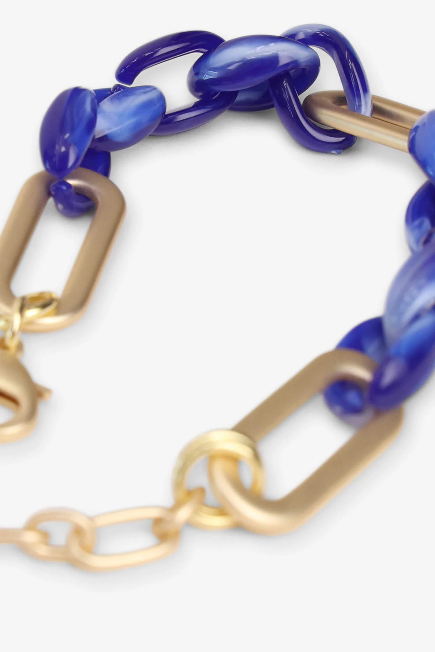 Liberty Island Schakelarmband in blauw en mat goud